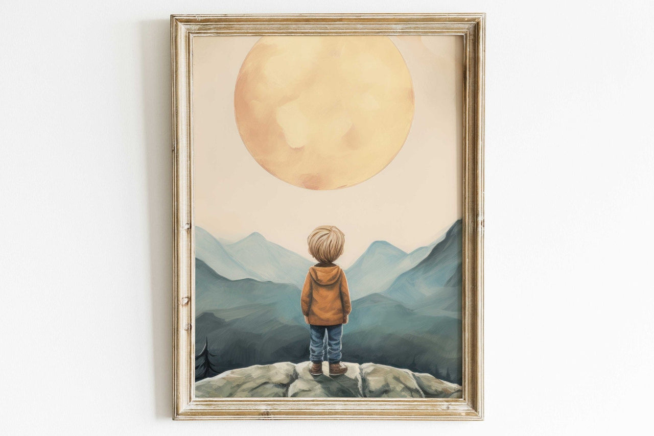 Sunset Adventure Wall Art – Vintage Boys Room Print