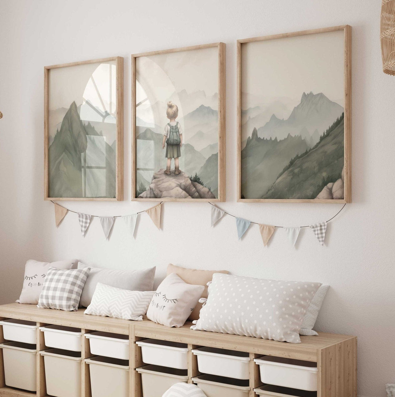 Mountain Adventure Wall Art – Nature Girls Room Print • Set of 3