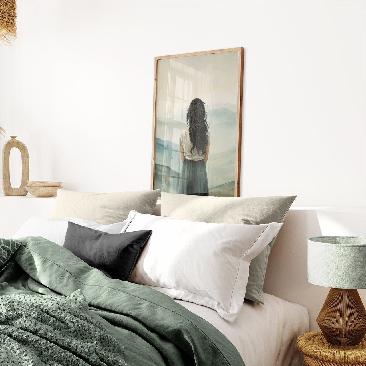 Woman on a Peak Print – Adventure Bedroom Wall Decor