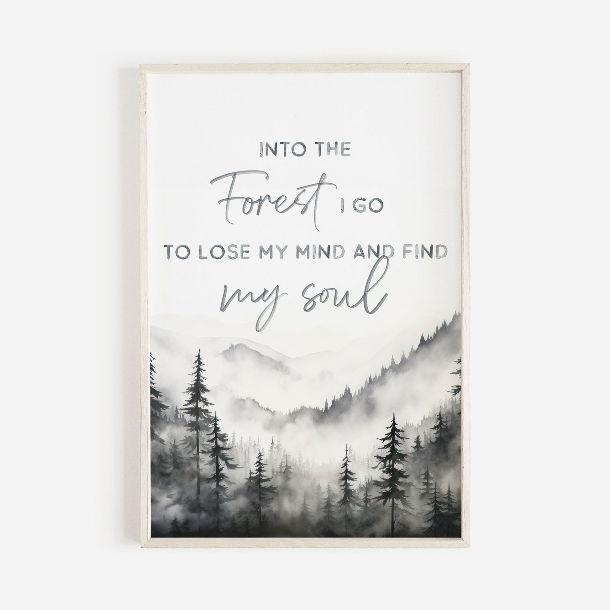 Adventure Wall Art, Nature Quote, Black & White Forest Print - WildfieldPrints