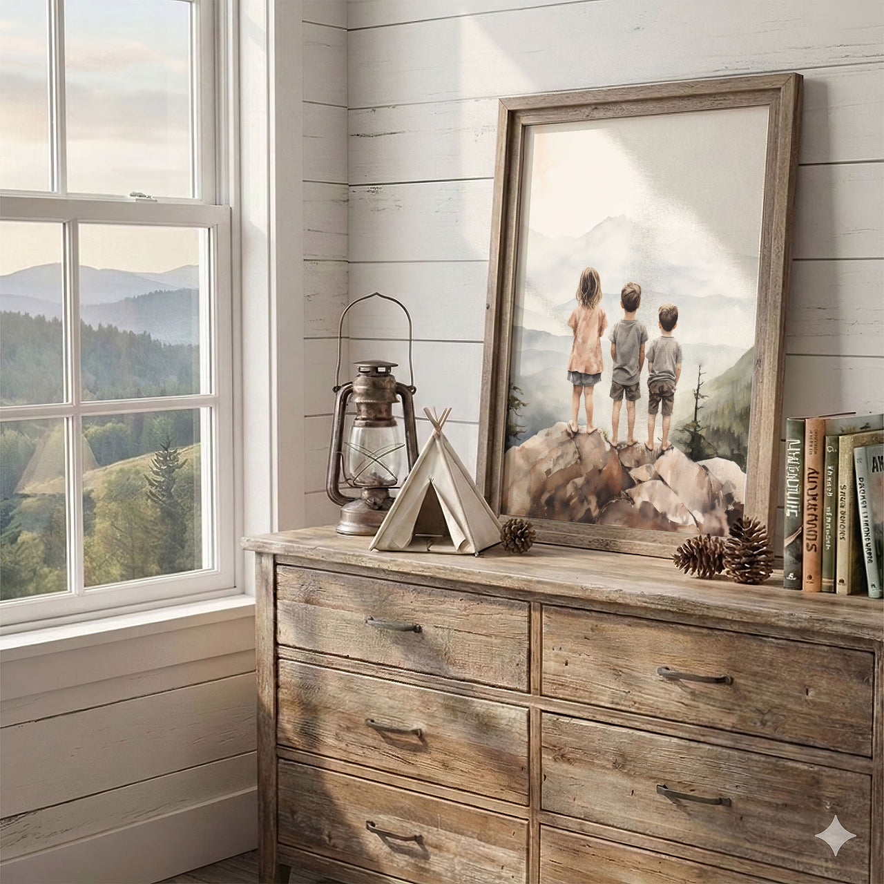 Adventurous Siblings Print – Family Nursery Wall Decor