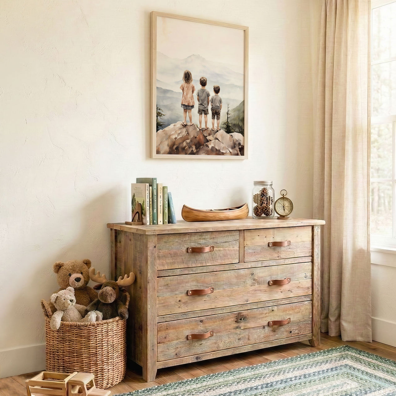 Adventurous Siblings Print – Family Nursery Wall Decor