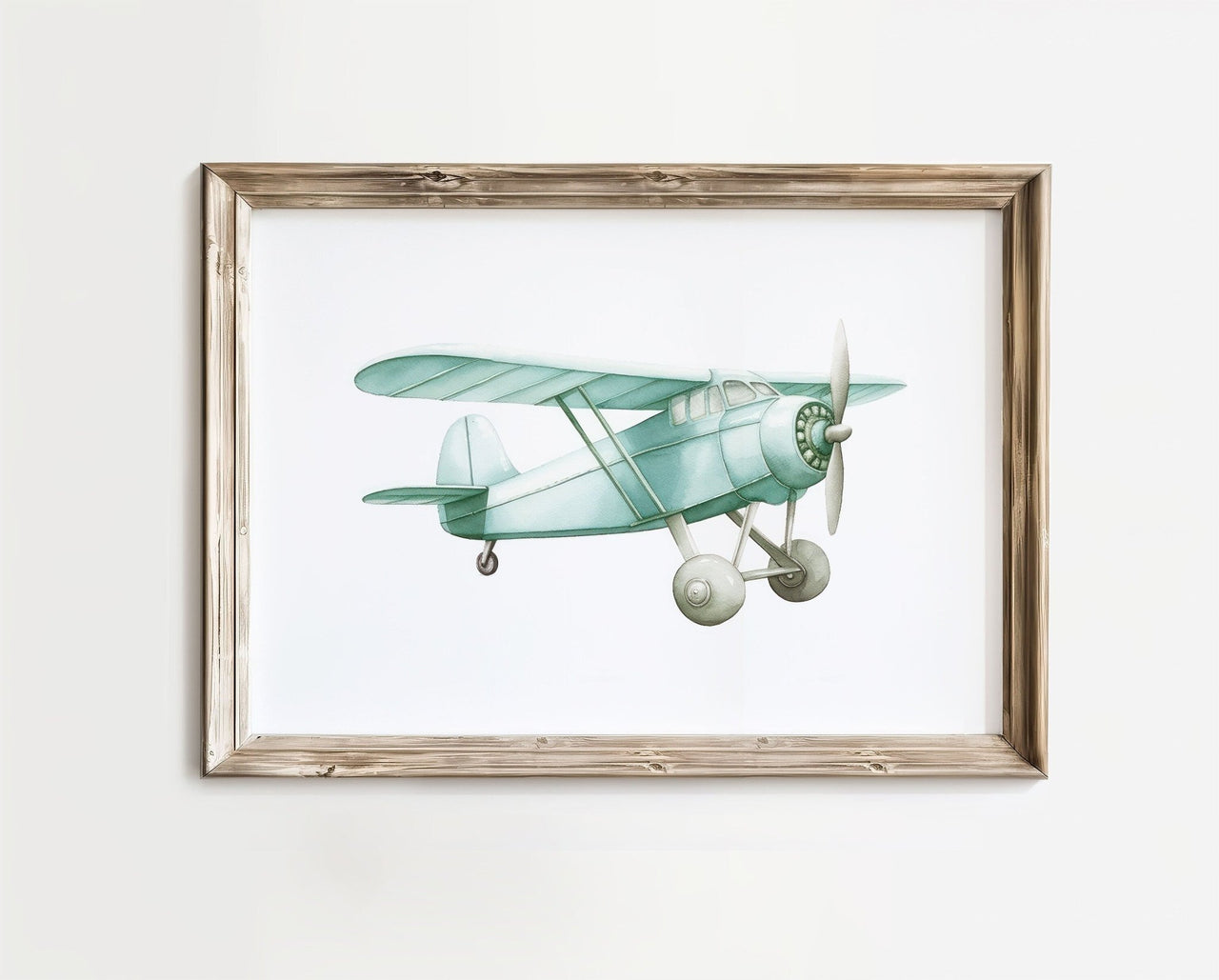 Green Vintage Airplane Wall Art – Transportation Boys Room Print