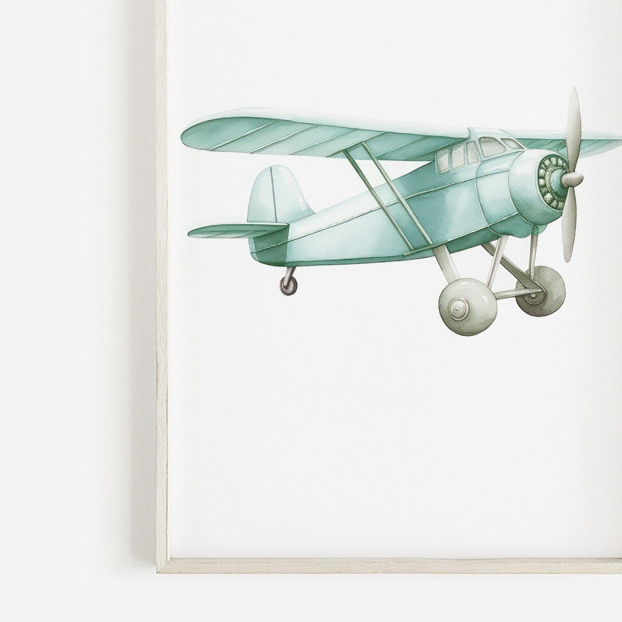 Green Vintage Airplane Wall Art – Transportation Boys Room Print
