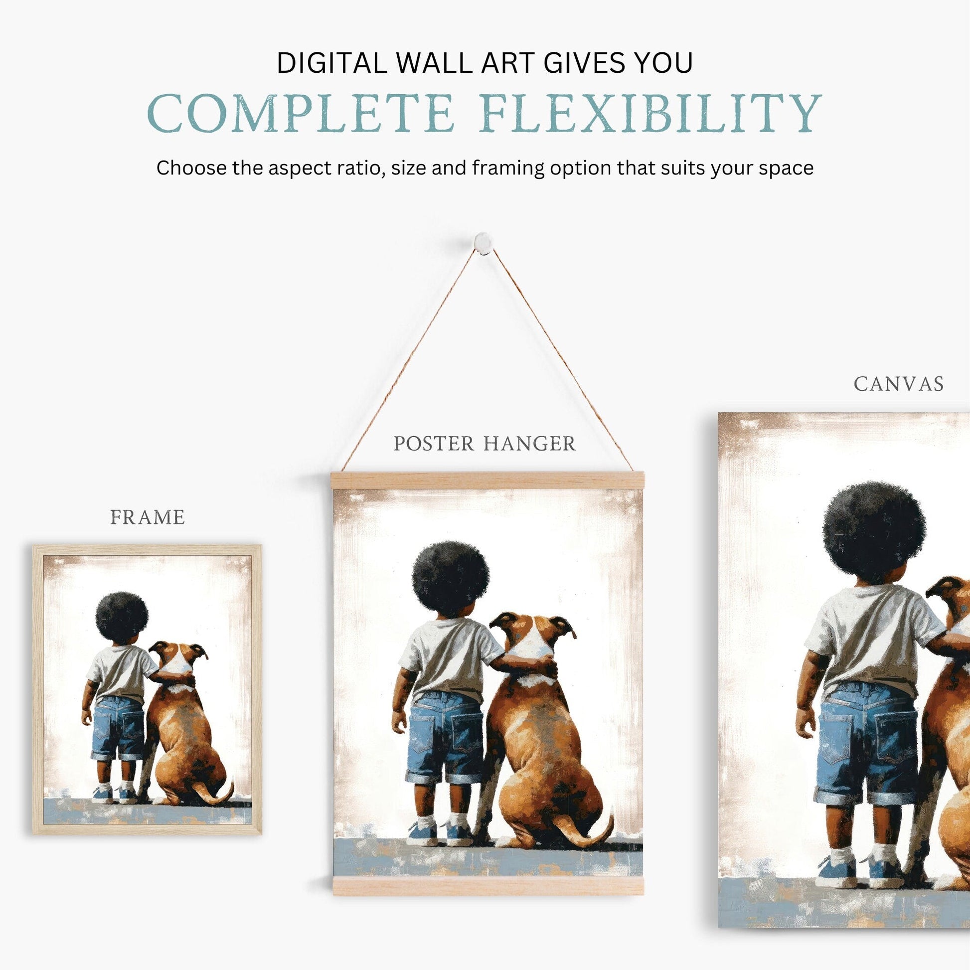 American Staffordshire Terrier Nursery Art, Boy & Dog Print, Pitbull Decor - WildfieldPrints
