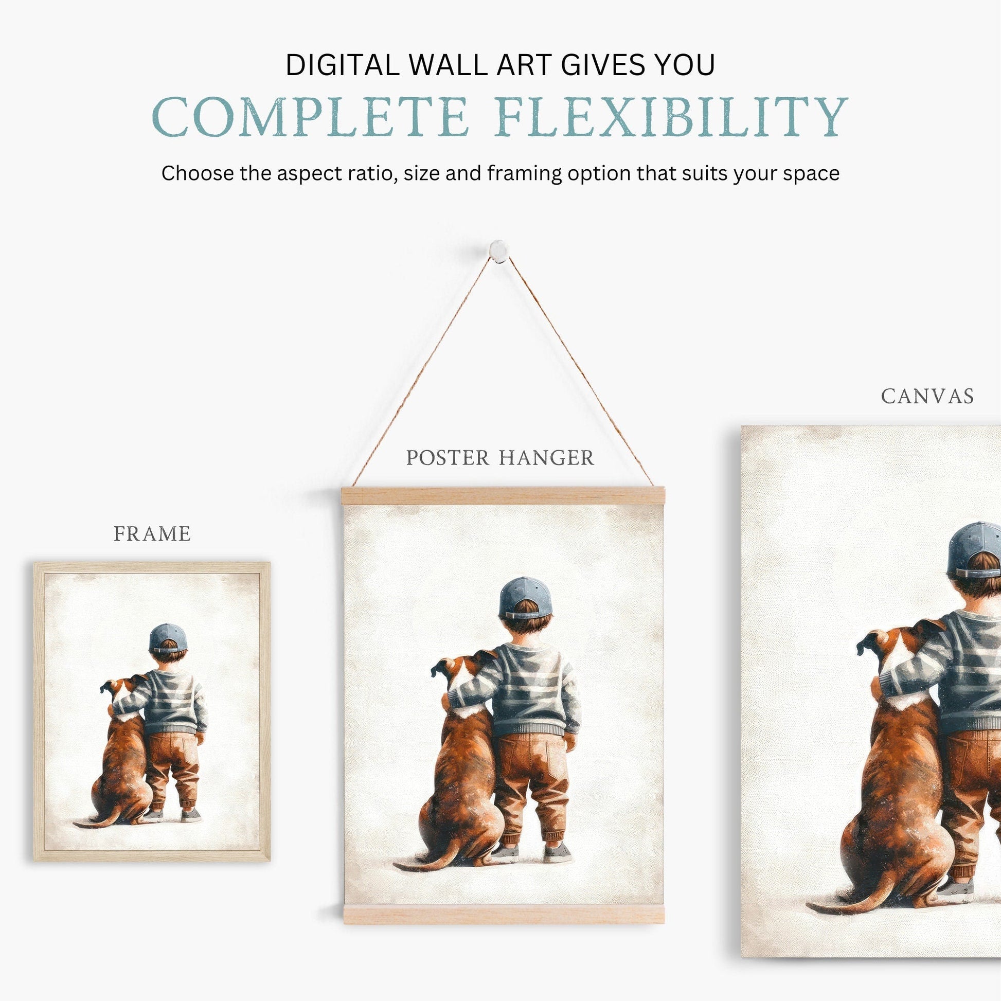 American Staffordshire Terrier Nursery Decor, Boy & Dog Print, Amstaff Wall Art - WildfieldPrints