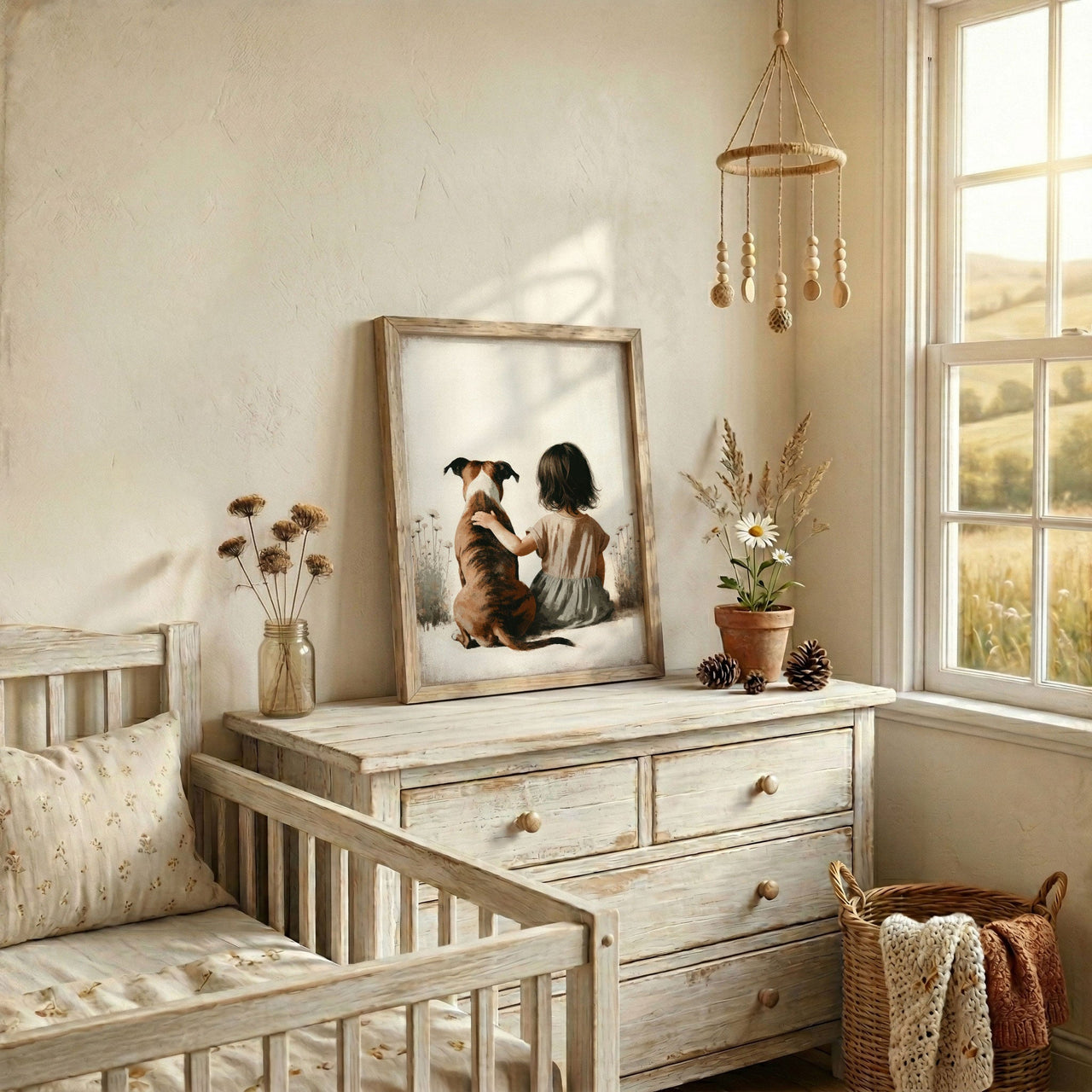 American Staffordshire Terrier Wall Art – Dog Nursery Print for Kids Room