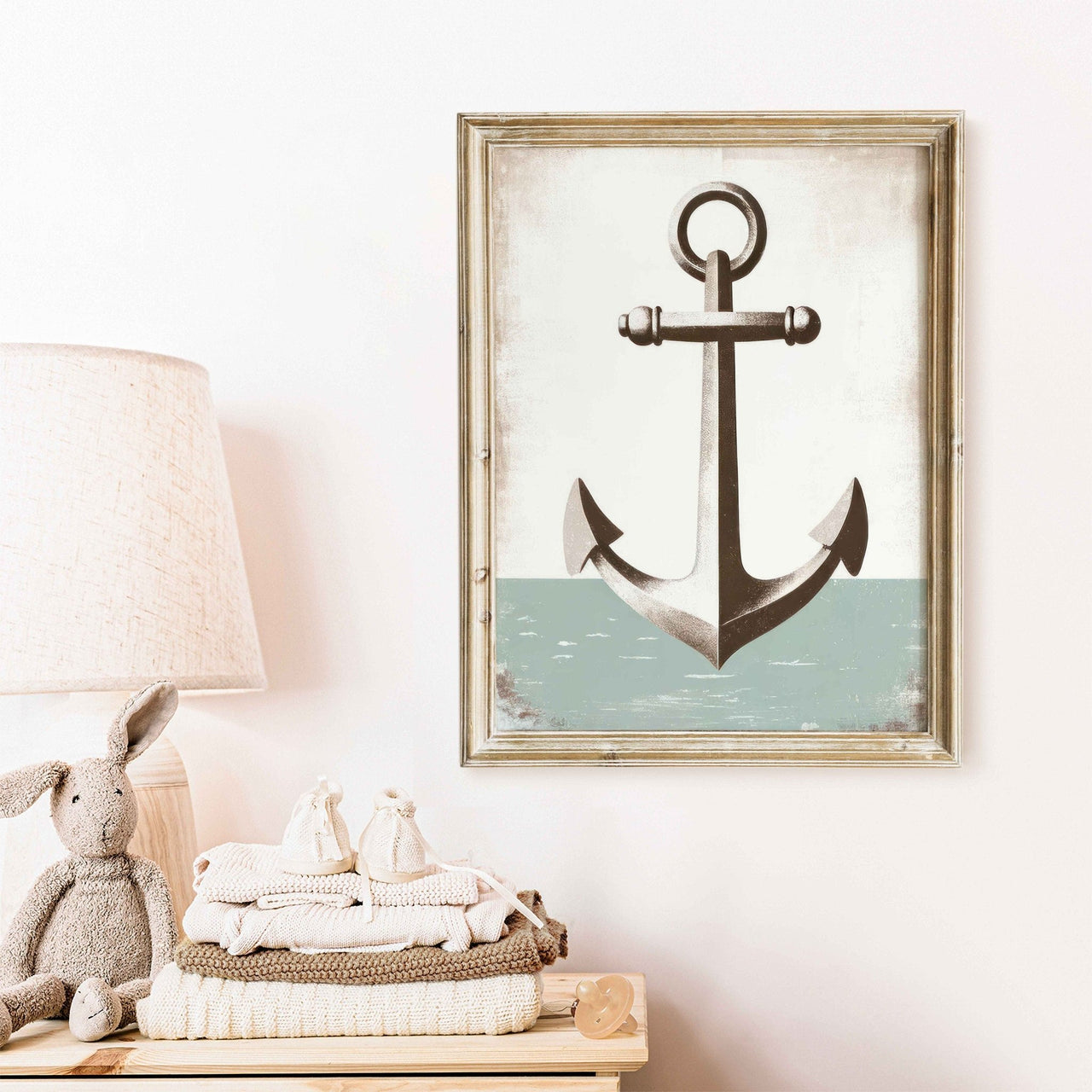 Steel Brown Anchor Wall Art – Nautical Nursery Print