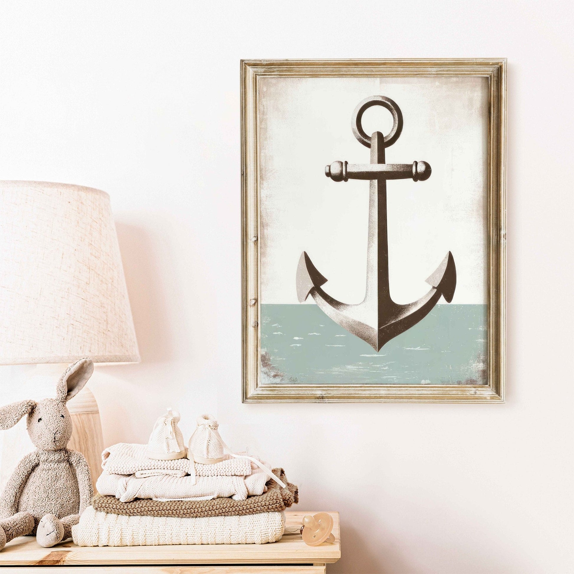 Anchor Nursery Print, Nautical Wall Art, Sage Green Maritime Decor - WildfieldPrints
