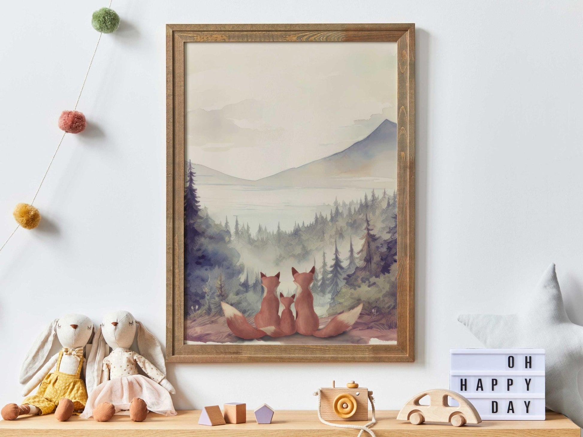 Animal Family Portrait, Fox Family Print, Woodland Nursery Decor - WildfieldPrints