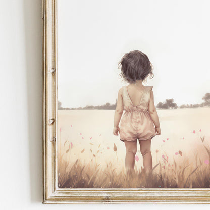 Animal Nursery Decor for Girls, Deer & Bunny Art, Wildflowers - WildfieldPrints