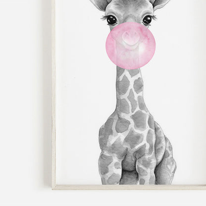 Animals Blowing Bubbles, Whimsical Safari Nursery Decor, Set of 3 - WildfieldPrints