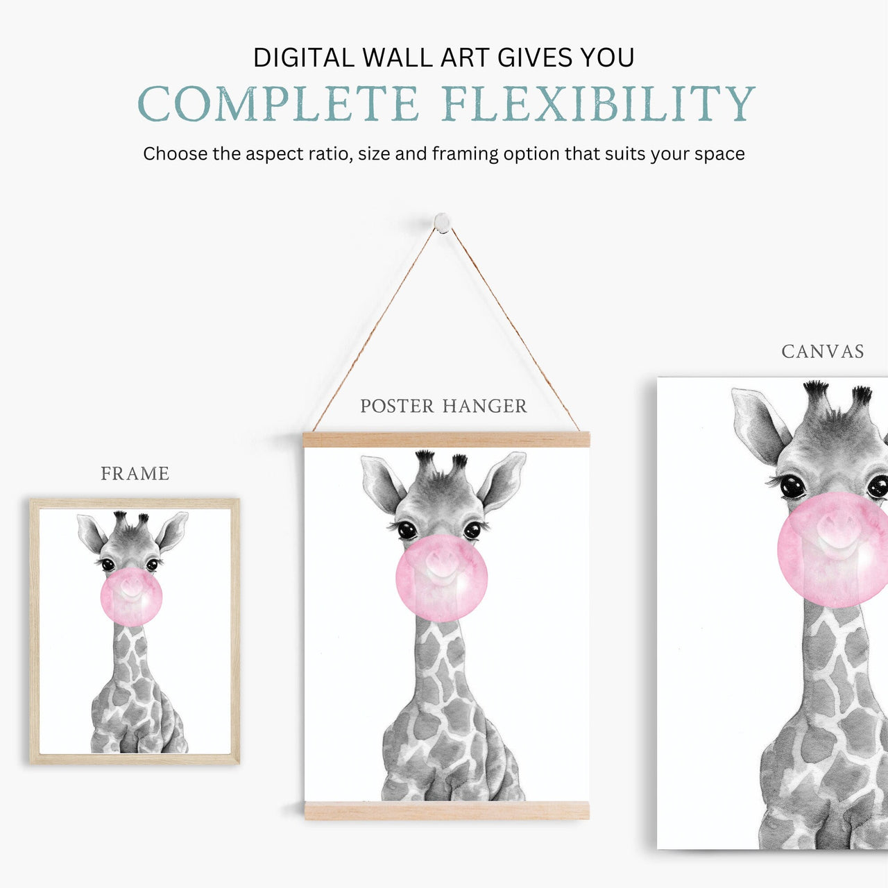 Safari Animal Wall Art – Whimsical Kids Room Print • Set of 3