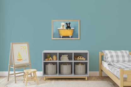 Animals in Bathtub, Forest Nursery Decor, Cute Wall Prints - WildfieldPrints