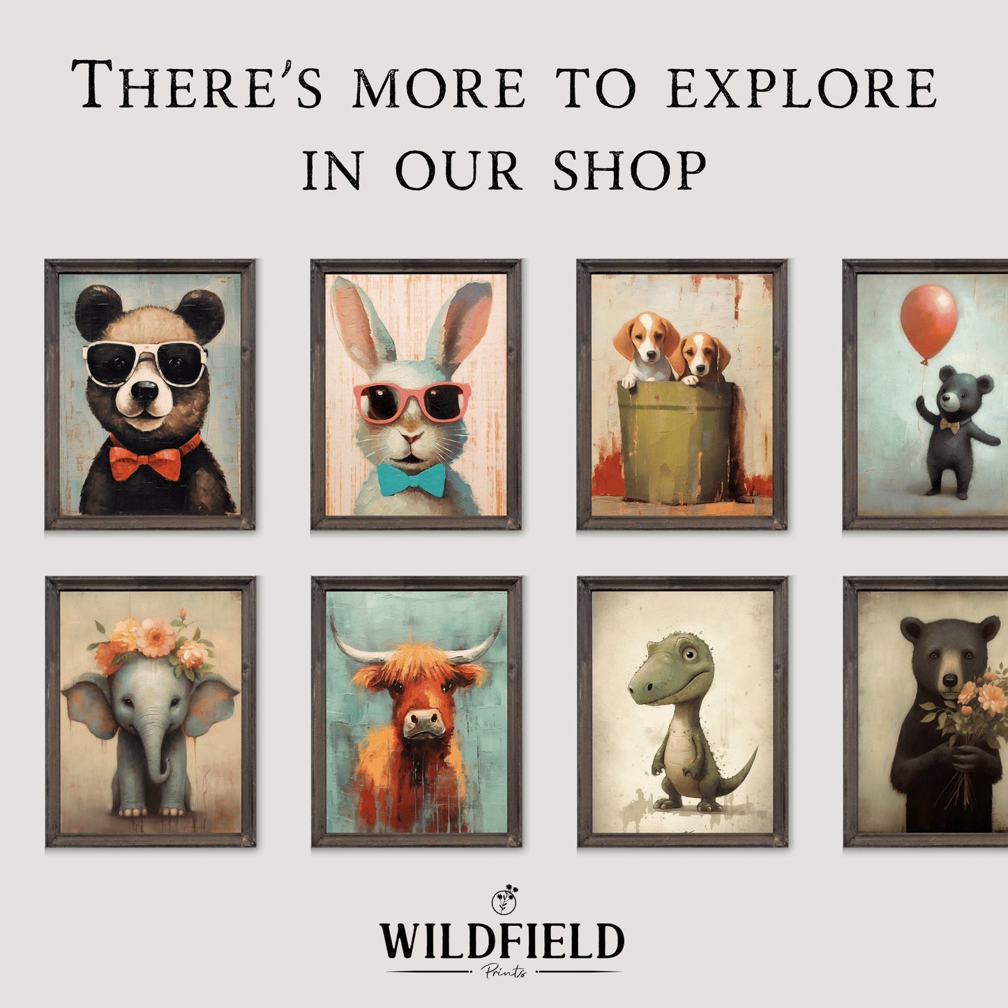 Animals in Bathtub, Forest Nursery Decor, Cute Wall Prints - WildfieldPrints