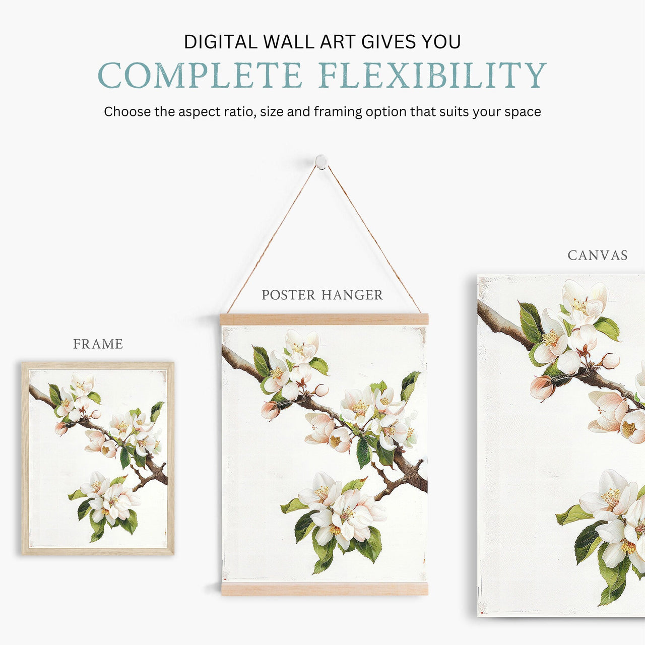 Apple Tree Branch Wall Art – Floral Living Room Print