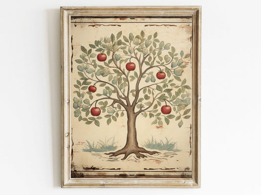 Apple Tree Print, Abstract Wall Art, Rustic Home Decor - WildfieldPrints