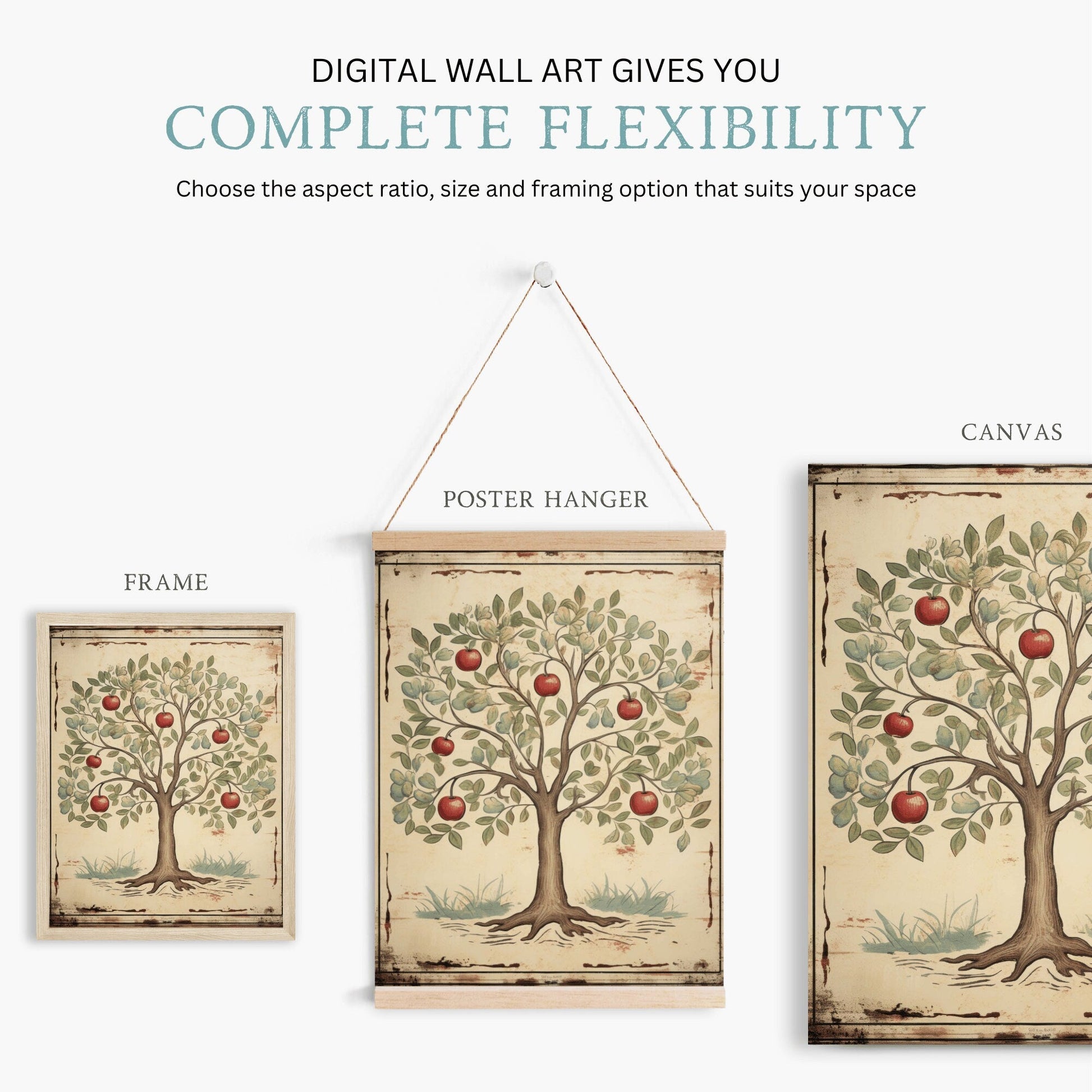 Apple Tree Print, Abstract Wall Art, Rustic Home Decor - WildfieldPrints
