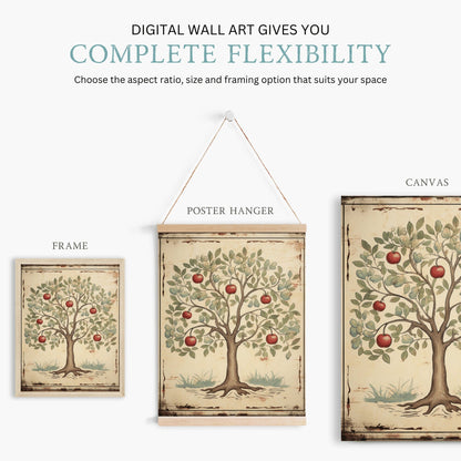Apple Tree Print, Abstract Wall Art, Rustic Home Decor - WildfieldPrints