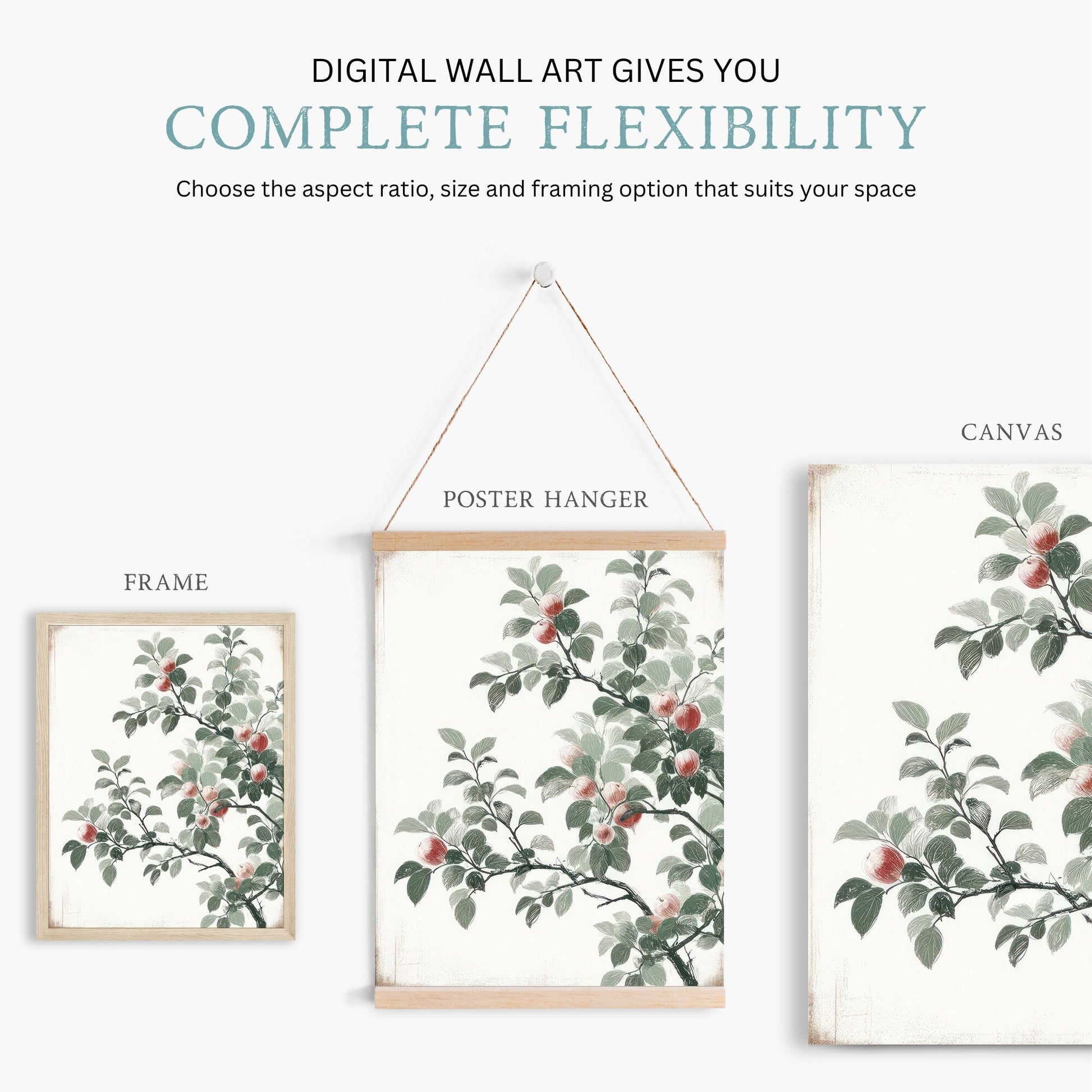 Apple Tree Print, Rustic Kitchen Wall Decor, Nature Artwork - WildfieldPrints