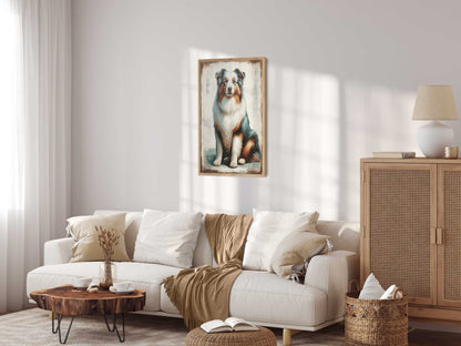 Australian Shepherd Art Print, Vintage Dog Portrait, Perfect Gift - WildfieldPrints