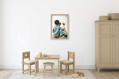 Australian Shepherd Nursery Art, Boy & Dog Prints, Cute Decor - WildfieldPrints