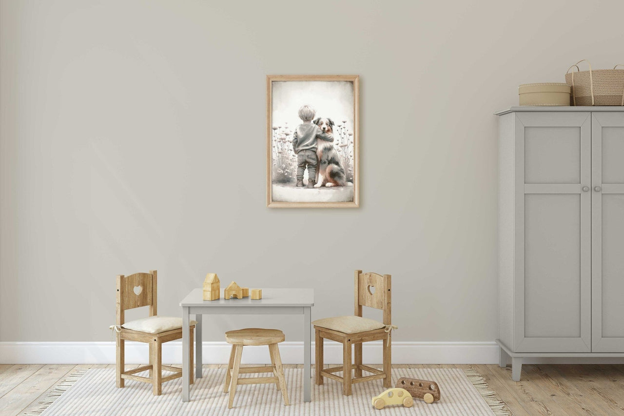 Australian Shepherd Wall Art – Animal Boys Room Print