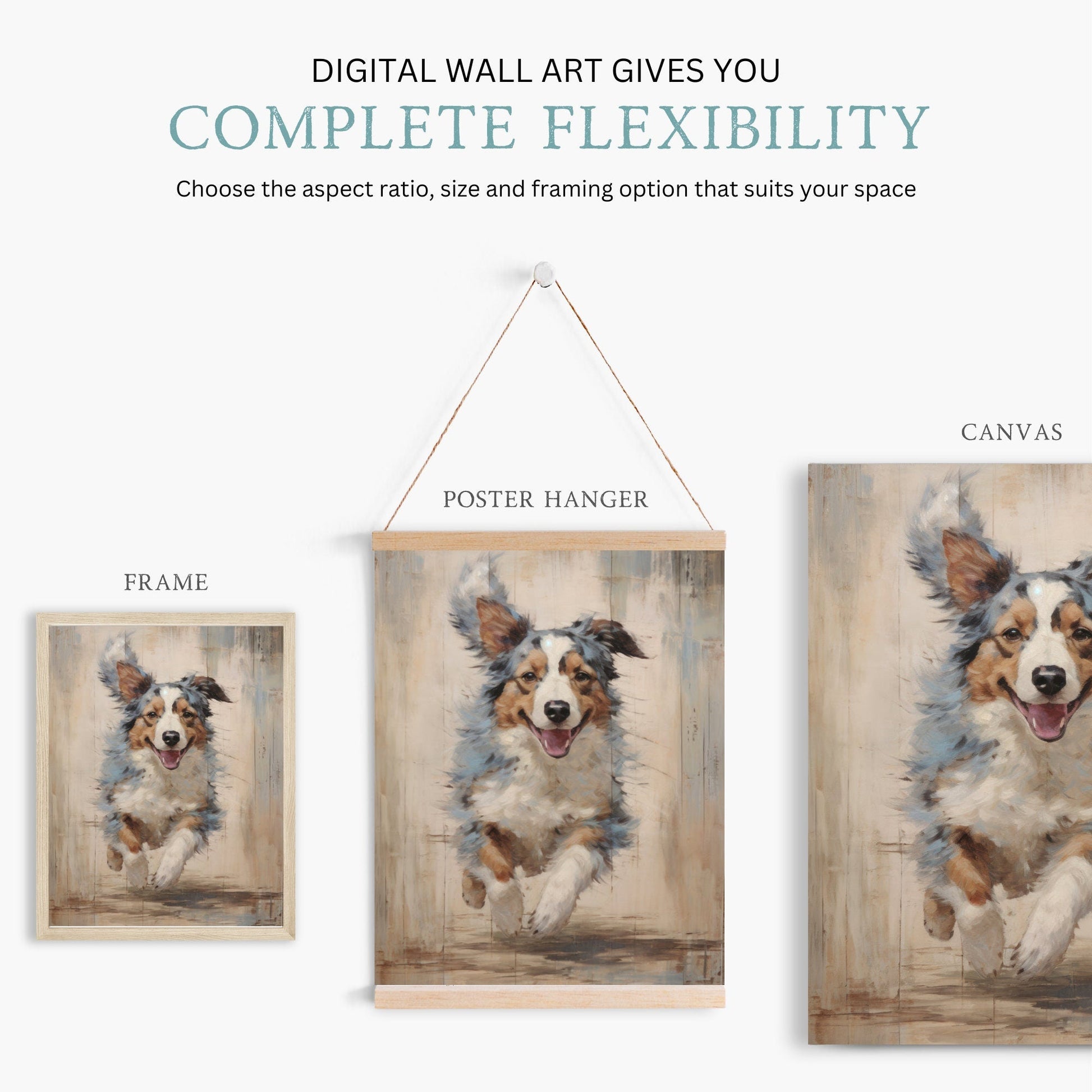 Australian Shepherd Wall Art, Farmhouse Dog Decor, Aussie Gift - WildfieldPrints