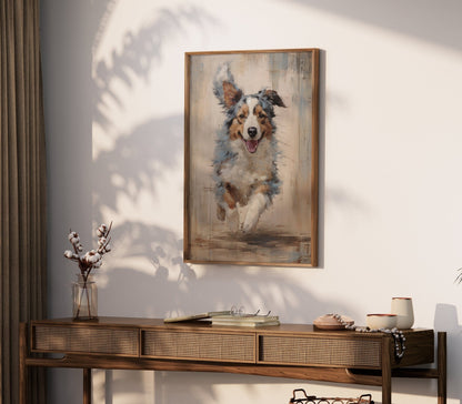 Australian Shepherd Wall Art, Farmhouse Dog Decor, Aussie Gift - WildfieldPrints
