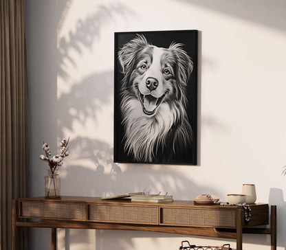 Australian Shepherd Wall Art, Rustic Dog Decor, Aussie Owner Gift - WildfieldPrints