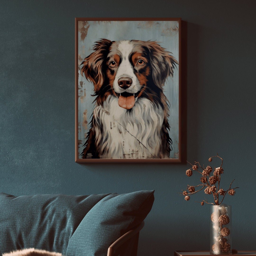 Australian Shepherd Wall Art – Dog Living Room Print