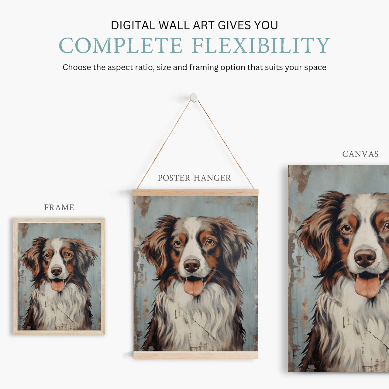 Australian Shepherd Wall Art – Dog Living Room Print