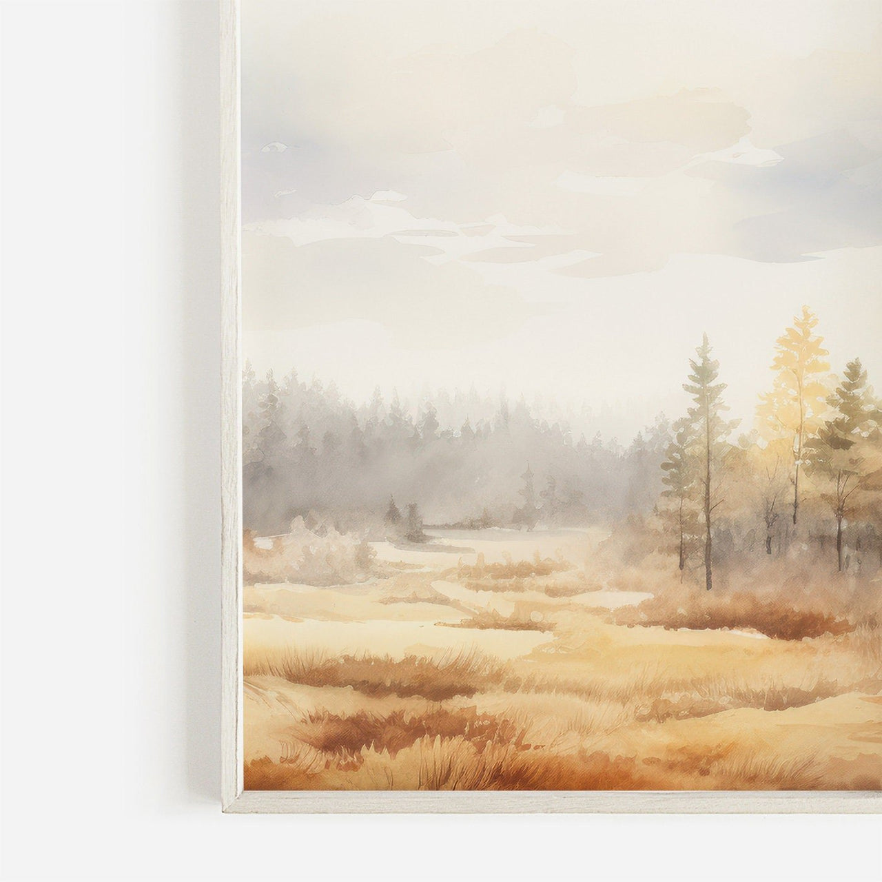 Forest Watercolor Wall Art – Autumn Living Room Print • Set of 3