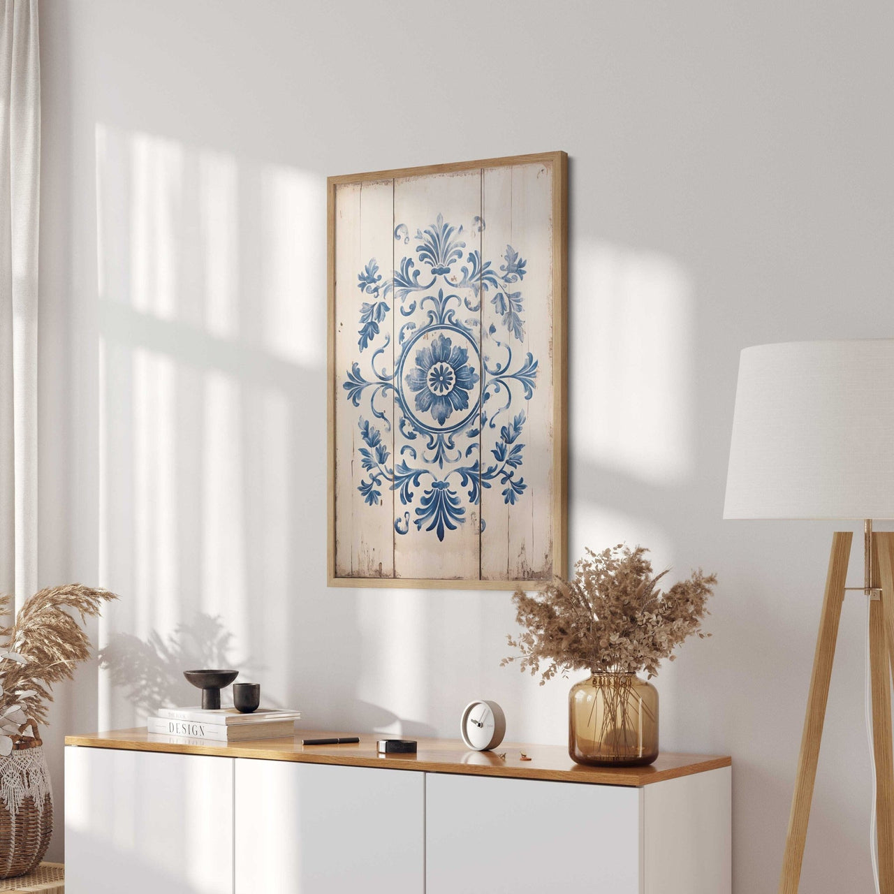 Azulejo Wall Art – Vintage Tile Living Room Print