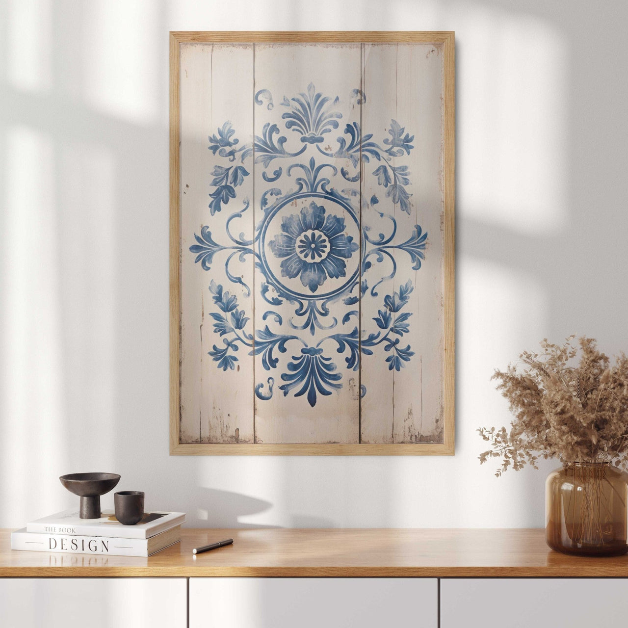 Azulejo Wall Art – Vintage Tile Living Room Print