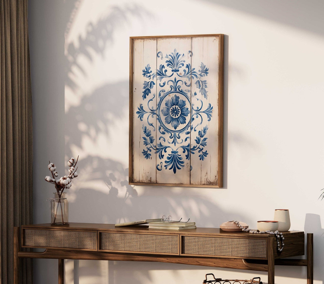 Azulejo Wall Art – Vintage Tile Living Room Print