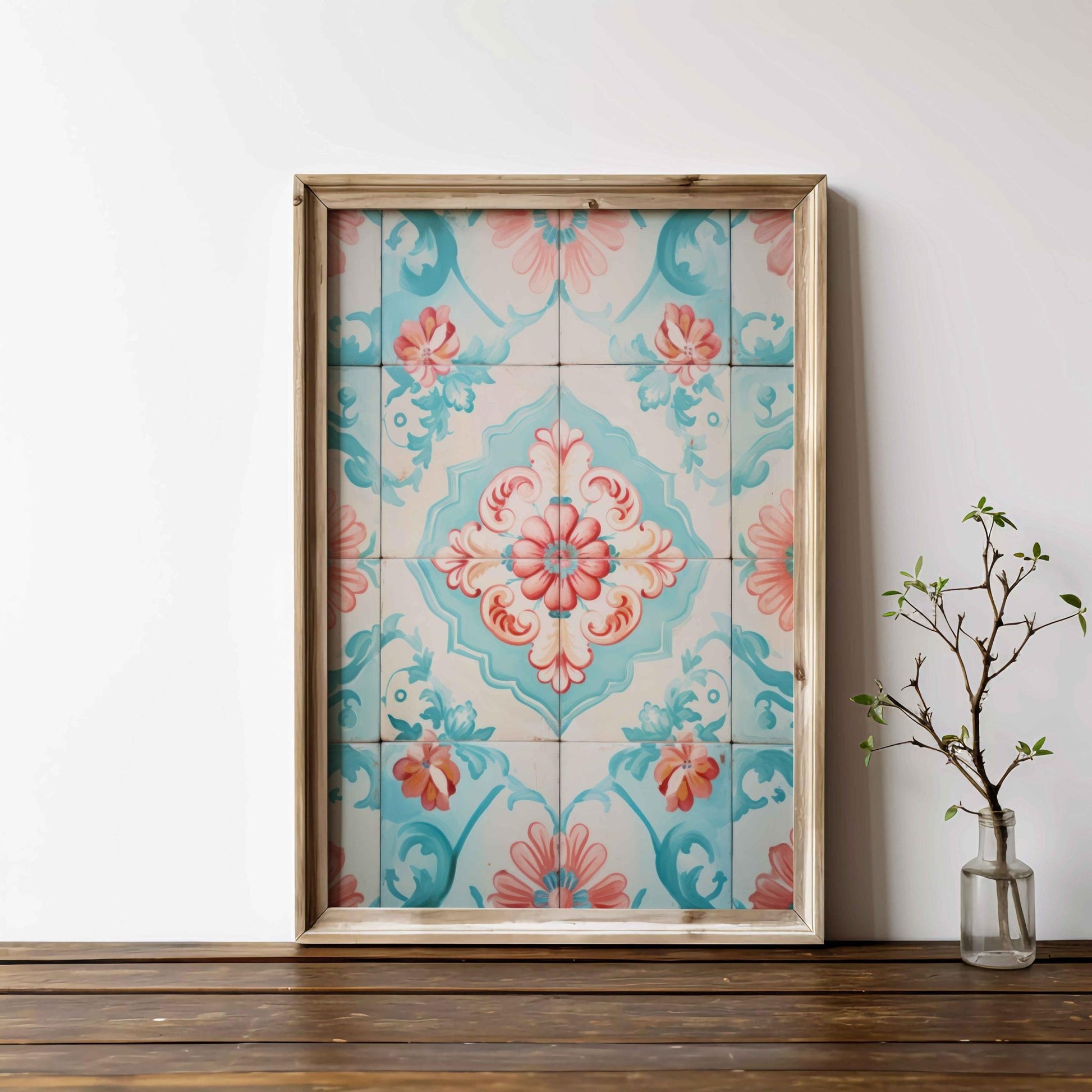 Azulejos Print, Portuguese Tile Artwork, Vintage Ornamental Decor - WildfieldPrints