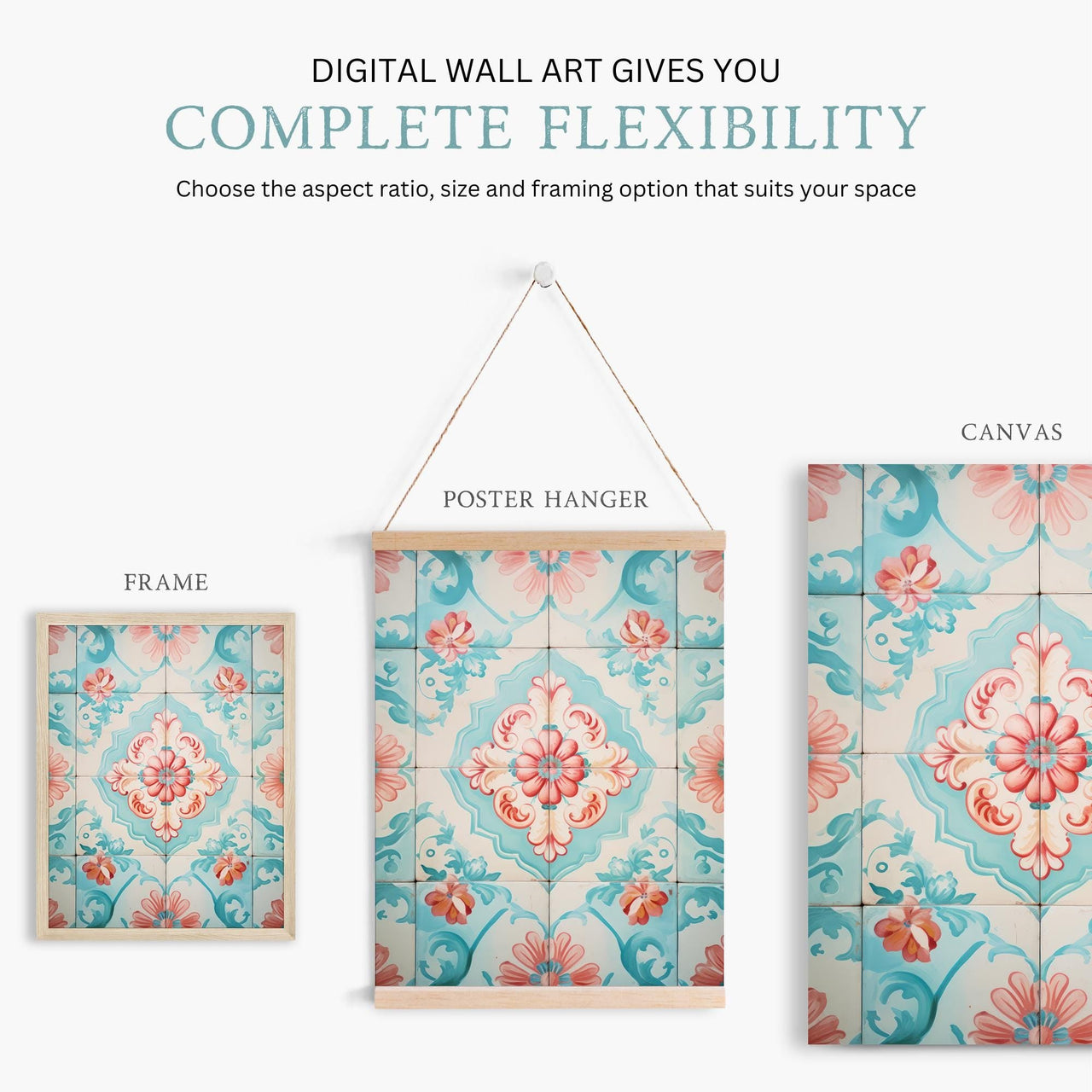 Azulejos Print – Floral Nursery Wall Decor for Kids Room