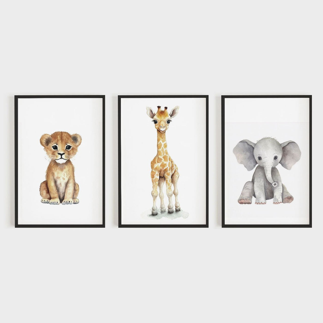Baby Animal Wall Art – Safari Kids Room Print • Set of 3