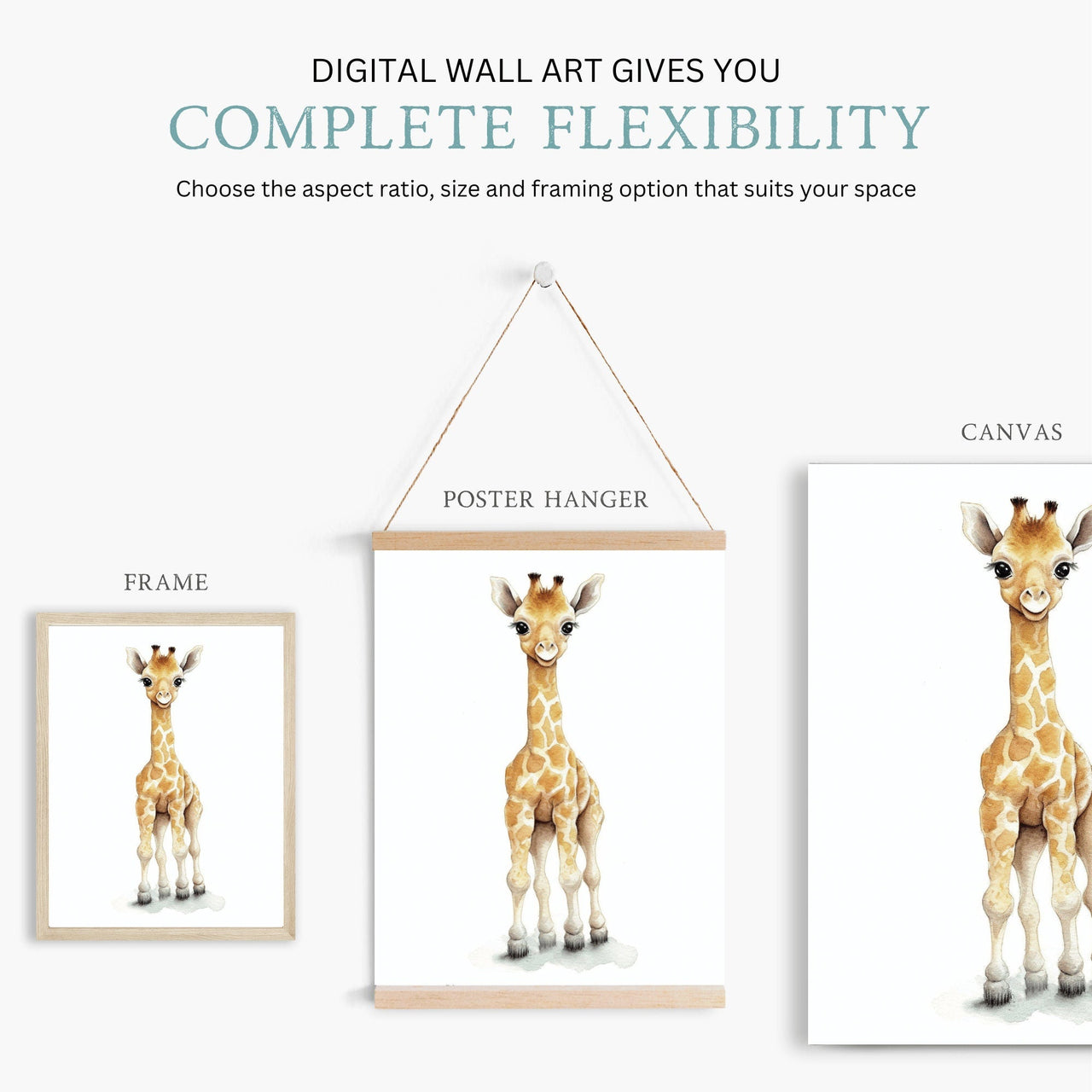 Baby Animal Wall Art – Safari Kids Room Print • Set of 3