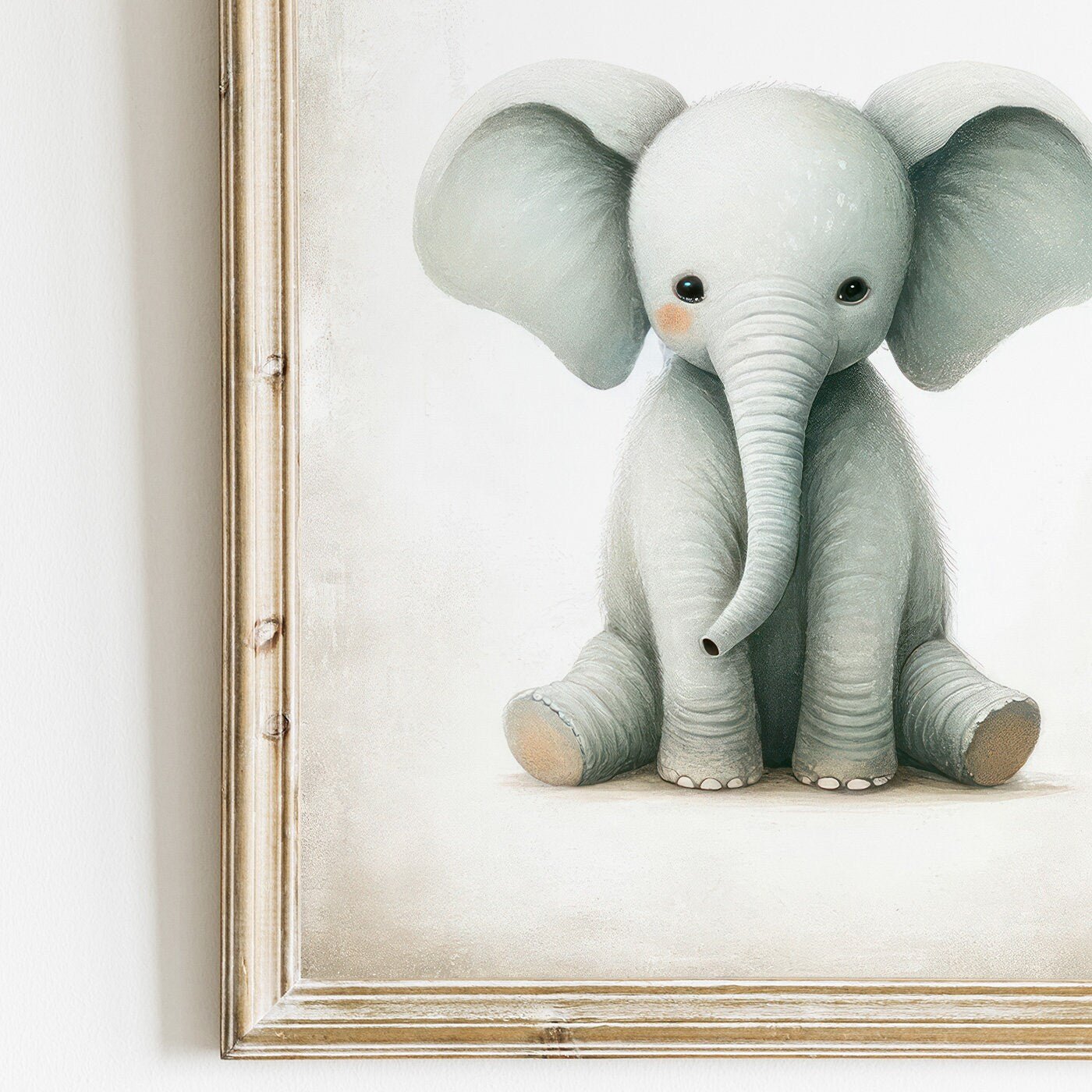Baby Elephant Wall Art, Safari Animal Decor, Vintage Nursery Style - WildfieldPrints
