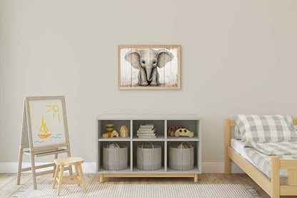 Baby Elephant Wall Art, Safari Animal Decor, Vintage Nursery Style - WildfieldPrints