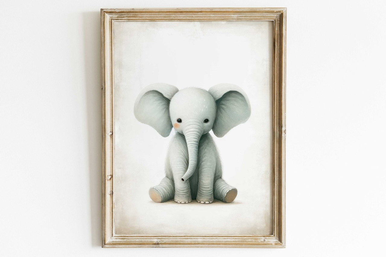 Baby Elephant Wall Art – Safari Nursery Print