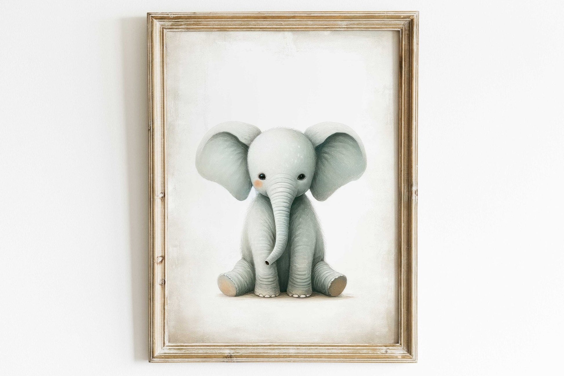 Baby Elephant Wall Art, Safari Animal Decor, Vintage Nursery Style - WildfieldPrints