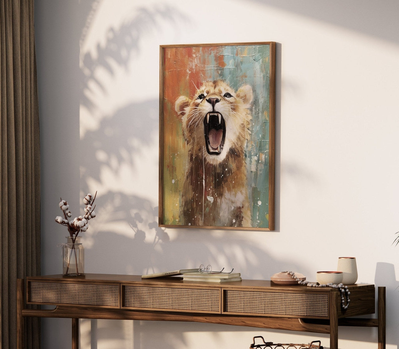 Lion Cub Wall Art – Safari Kids Room Print