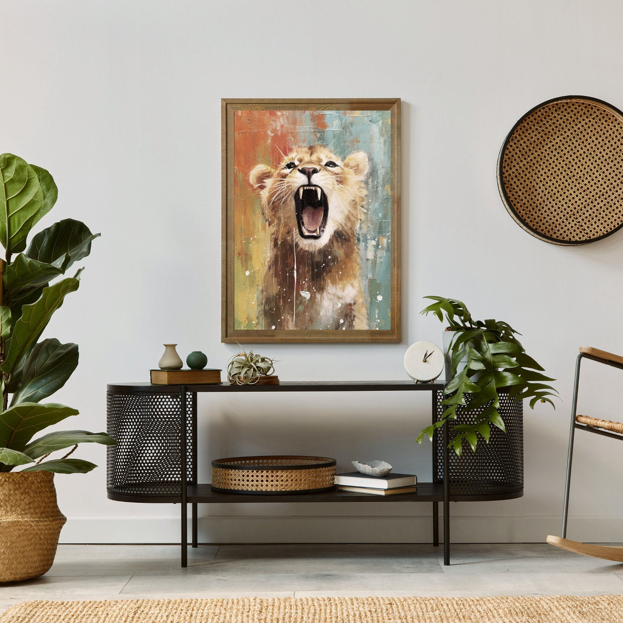 Lion Cub Wall Art – Safari Kids Room Print