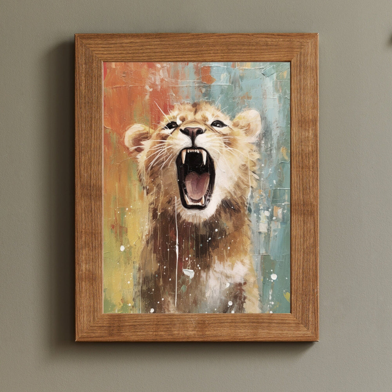 Lion Cub Wall Art – Safari Kids Room Print