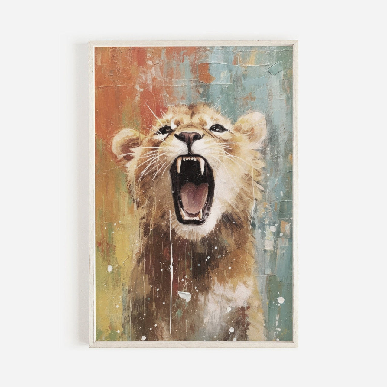 Lion Cub Wall Art – Safari Kids Room Print