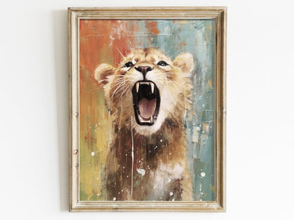 Baby Lion Nursery Wall Art, Cute Animal Room Decor, Safari Theme - WildfieldPrints