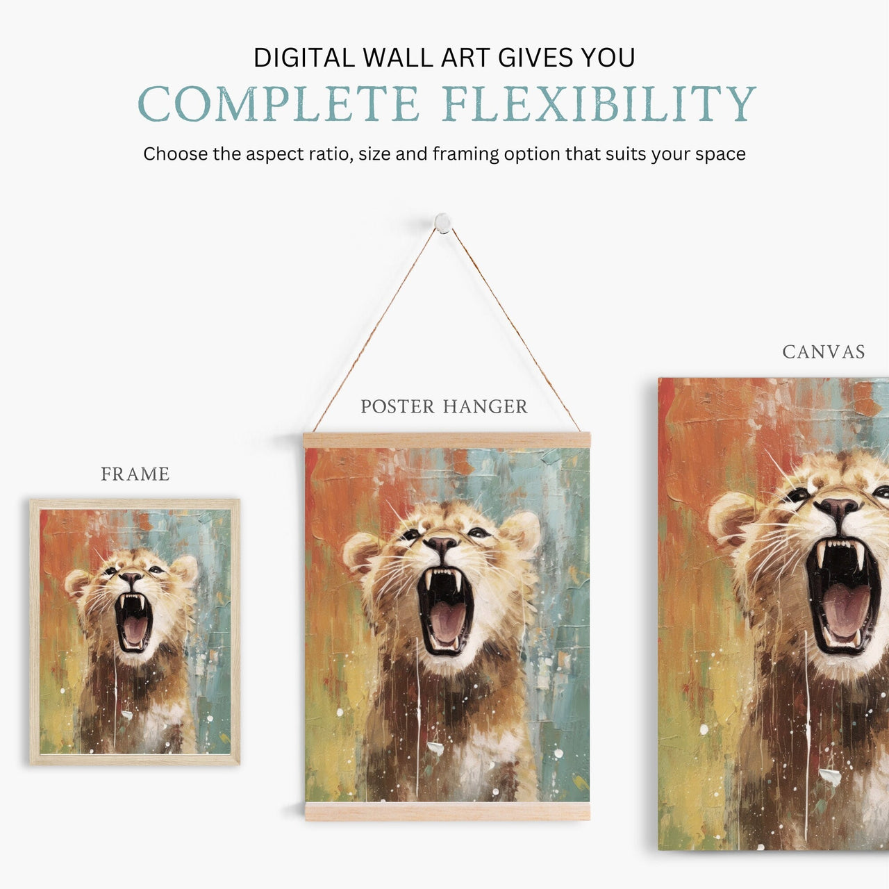 Lion Cub Wall Art – Safari Kids Room Print
